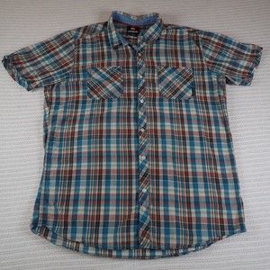 Quicksilver Men's Button-Up shirt, Blue & Red Striped, Size: Large